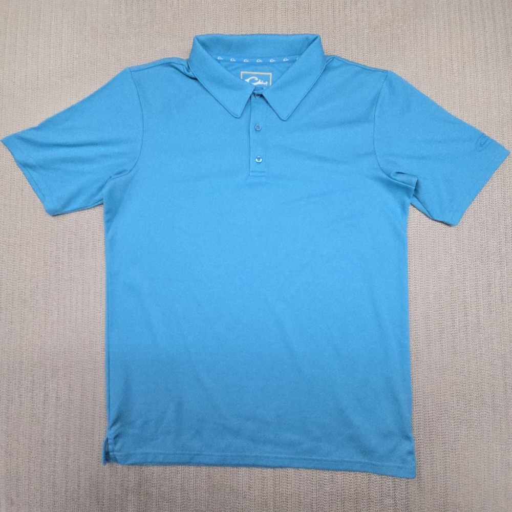 Drake Polo Shirt Mens Small Blue Solid Knit Performance Golf Casual Short Sleeve